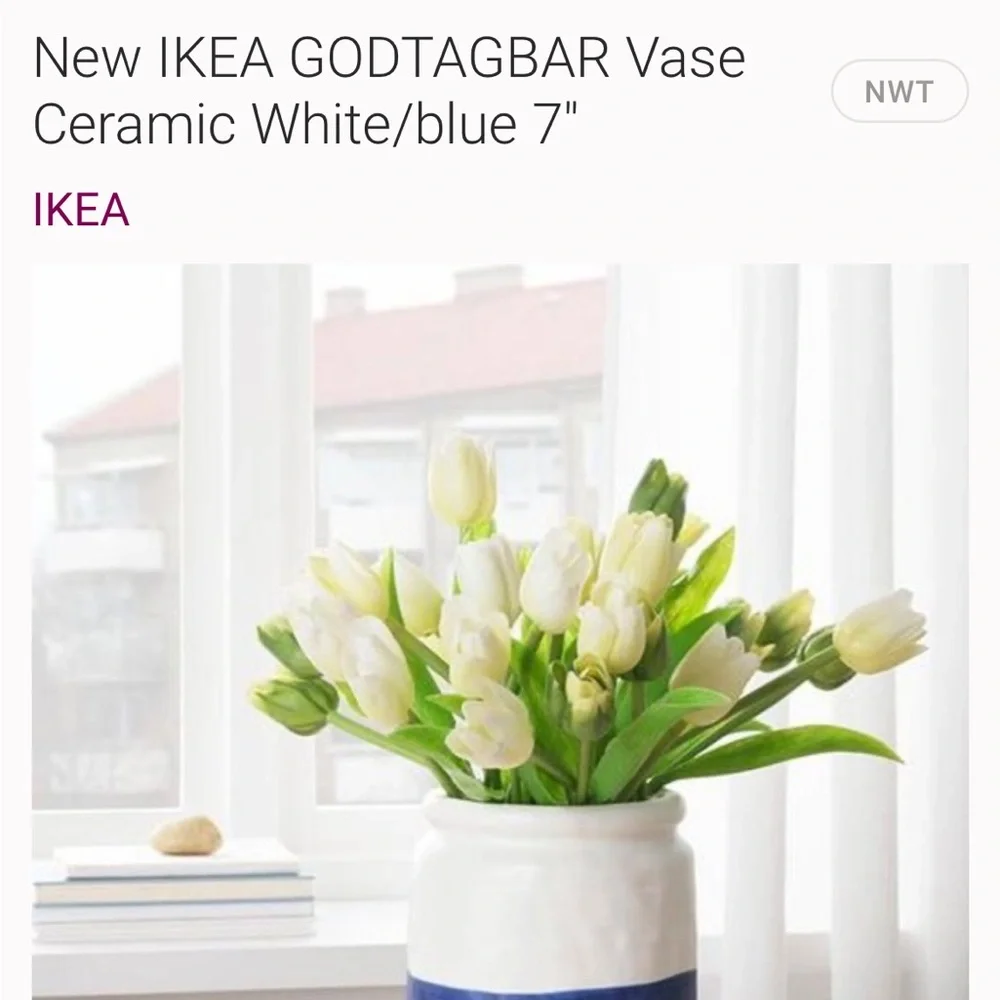 New IKEA Blue and White Ceramic Vase